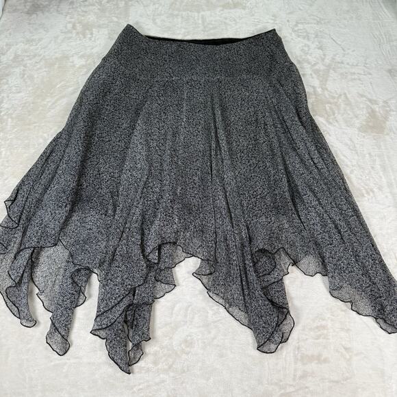 Y2K Fairy Skirt Silk Black Grey Flowy Asymmetric Hem Womens Size 14 Nine West - Picture 5 of 8